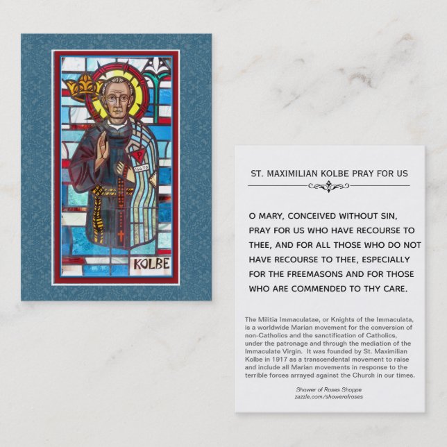St. Maximilian Kolbe Militia Immaculata Holy Card (Front/Back)