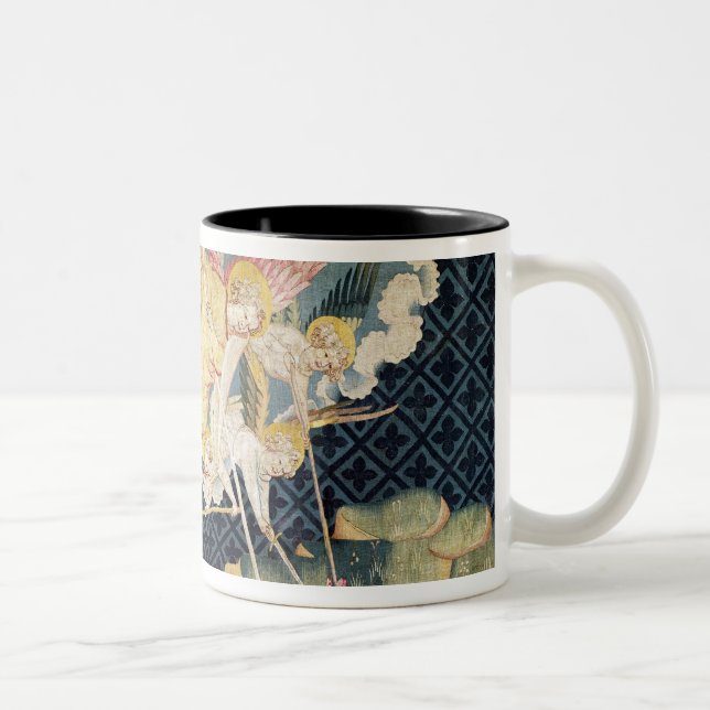 St. Michael and his angels fighting the dragon Two-Tone Coffee Mug (Right)