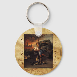 St Michael and the Dragon ,brown black Key Ring
