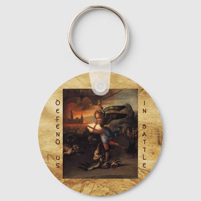 St Michael and the Dragon ,brown black Key Ring (Front)