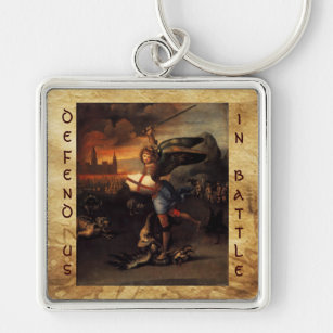 St Michael and the Dragon ,brown black Key Ring