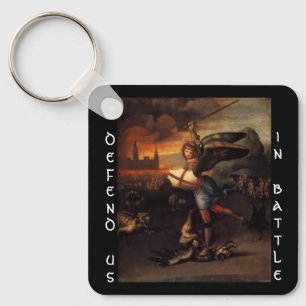 St Michael and the Dragon ,brown black Key Ring
