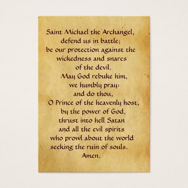 St Michael and the Dragon  Prayer Card (Front)