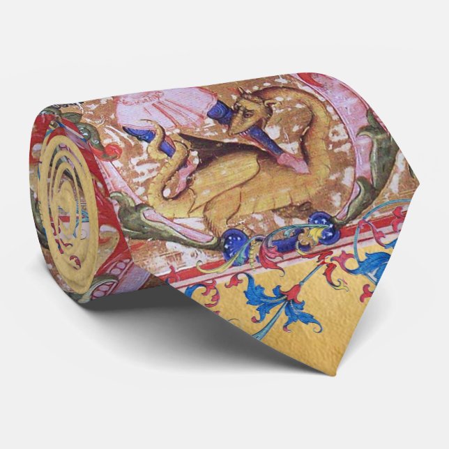 St. Michael Archangel And Dragon Antique Floral Tie (Rolled)