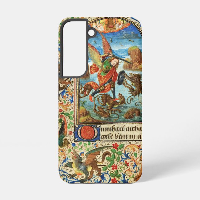 ST. MICHAEL ARCHANGEL AND DRAGON Flemish Miniature Samsung Galaxy S22 Case (Back)