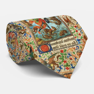ST. MICHAEL ARCHANGEL AND DRAGON Flemish Miniature Tie