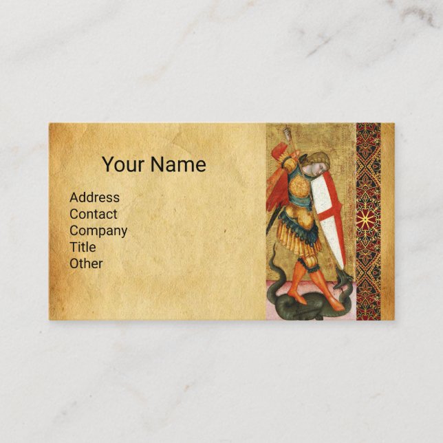 St. Michael Archangel and Dragon Sienese  Business Card (Front)