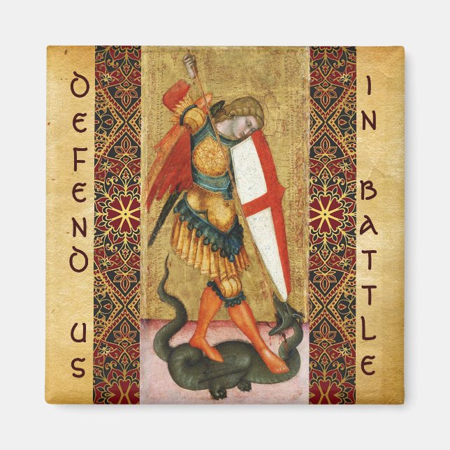 St. Michael Archangel and Dragon Sienese Magnet (Front)