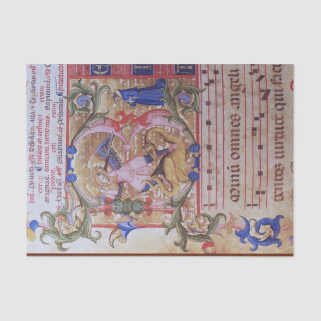St. Michael Archangel Antique Choral Parchment Tissue Paper (Front)