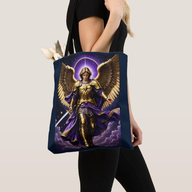 St. Michael Archangel Catholic Vintage Tote Bag (Close Up)