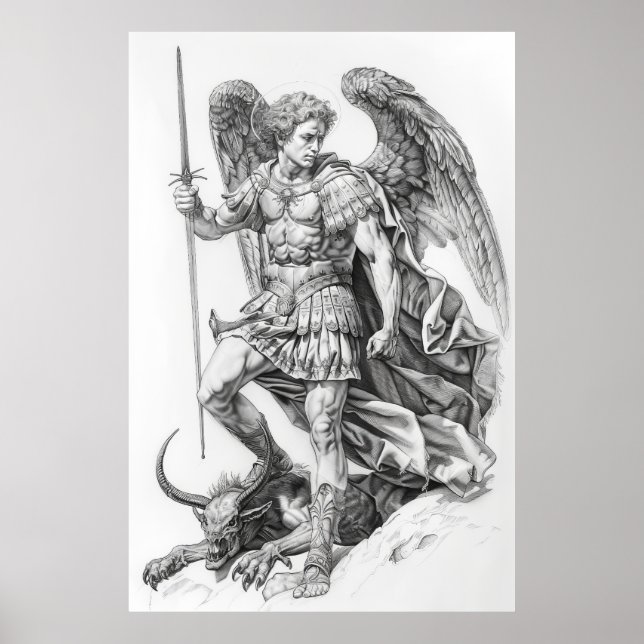 St. Michael Archangel Defeating Demon Poster (Front)