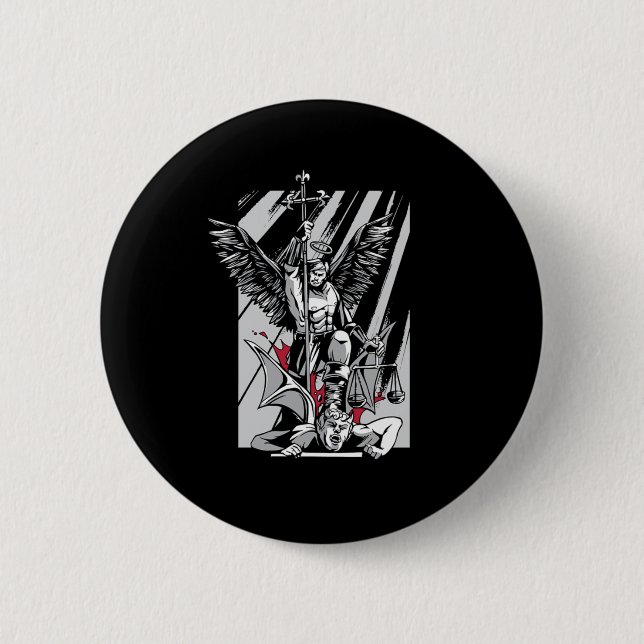St Michael Archangel Evil Religion Faith Believer  6 Cm Round Badge (Front)