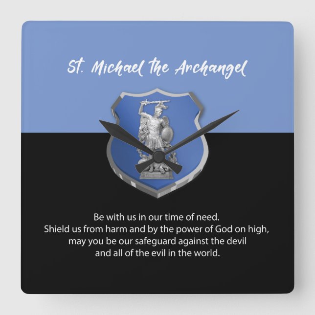 St. Michael Archangel Prayer Thinking of You Square Wall Clock (Front)