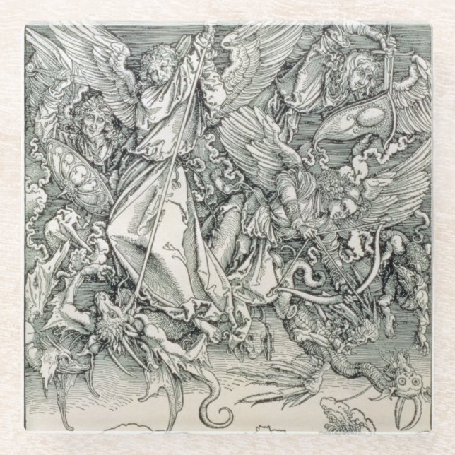 St. Michael Battling with the Dragon Glass Coaster (Front)