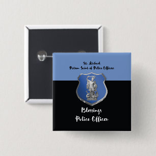 St. Michael Blessings to New Police Officer 15 Cm Square Badge