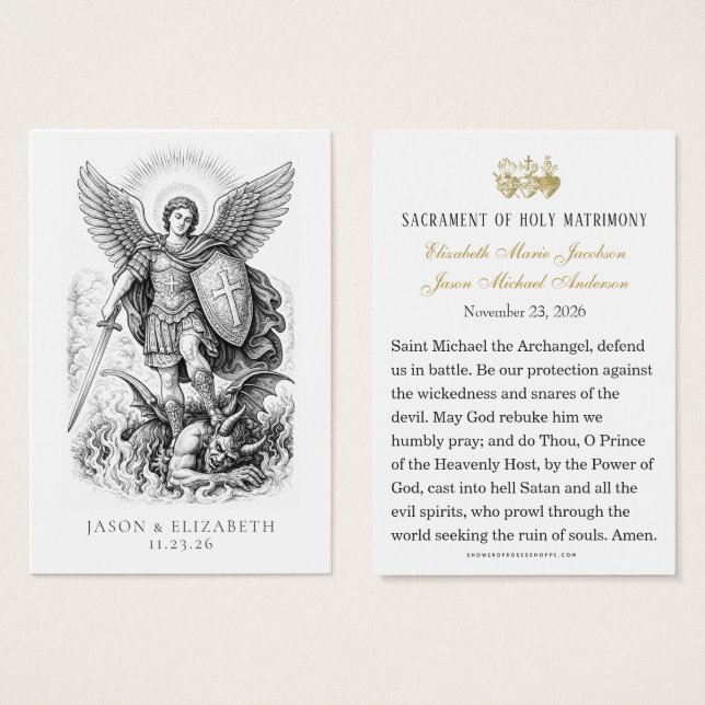 St. Michael Catholic Wedding Prayer Cards (Front & Back)