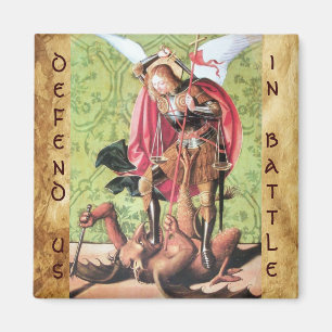 ST. MICHAEL ,DRAGON AND JUSTICE,green red brown Magnet
