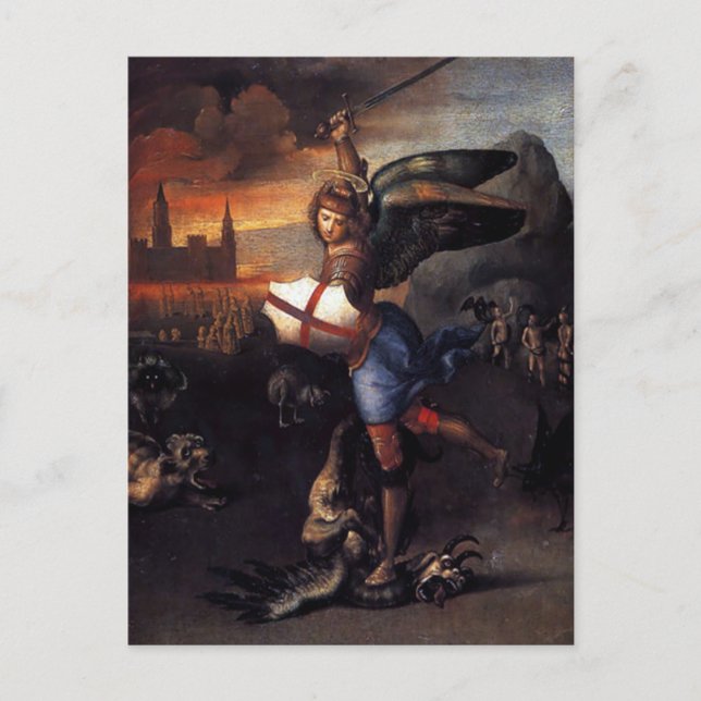 St Michael & Dragon Raphael Postcard (Front)