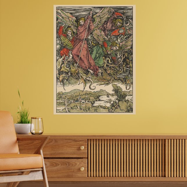 St. Michael Fighting the Dragon by Albrecht Dürer Poster (Living Room 2)