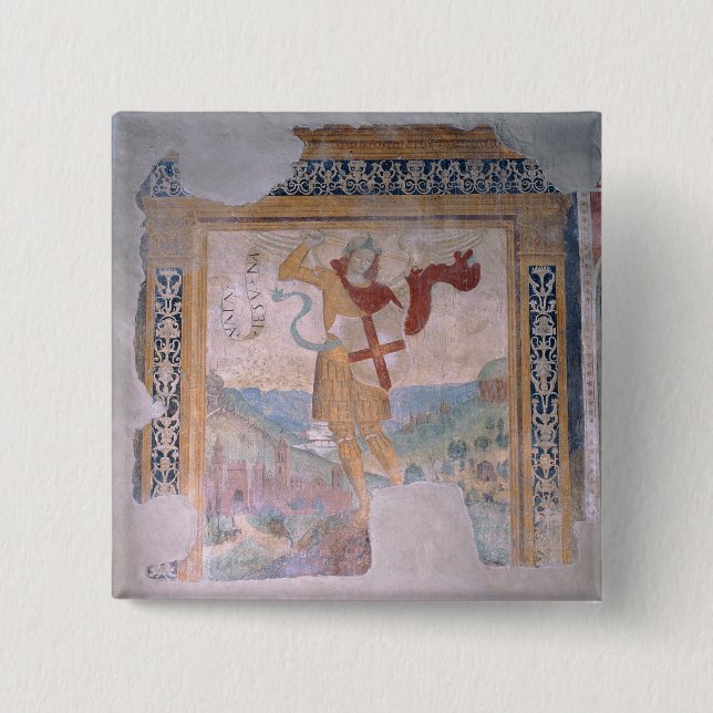 St. Michael (fresco) 15 Cm Square Badge (Front)