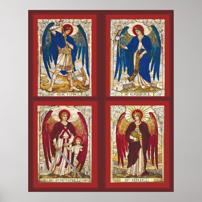 St MIchael, Gabriel, Raphael and Uriel Archangel Poster (Front)