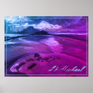 St Michael mount, Cornwall England, blue & purple Poster