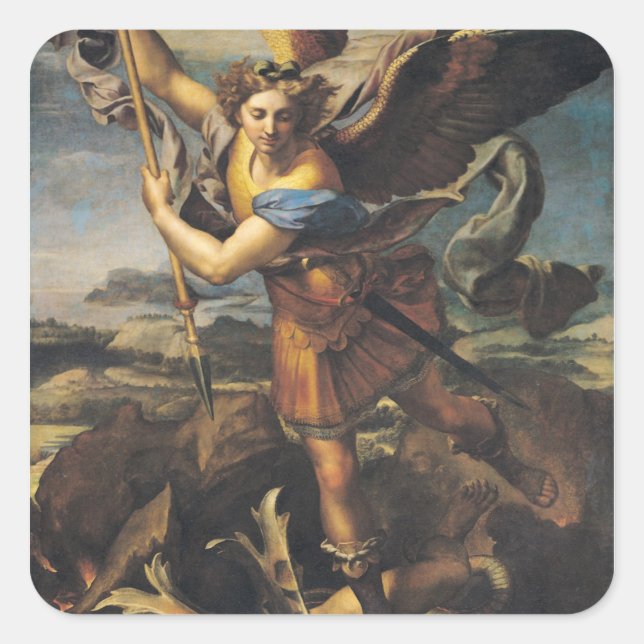 St. Michael Overwhelming the Demon, 1518 Square Sticker (Front)