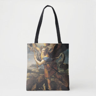 St. Michael Overwhelming the Demon, 1518 Tote Bag