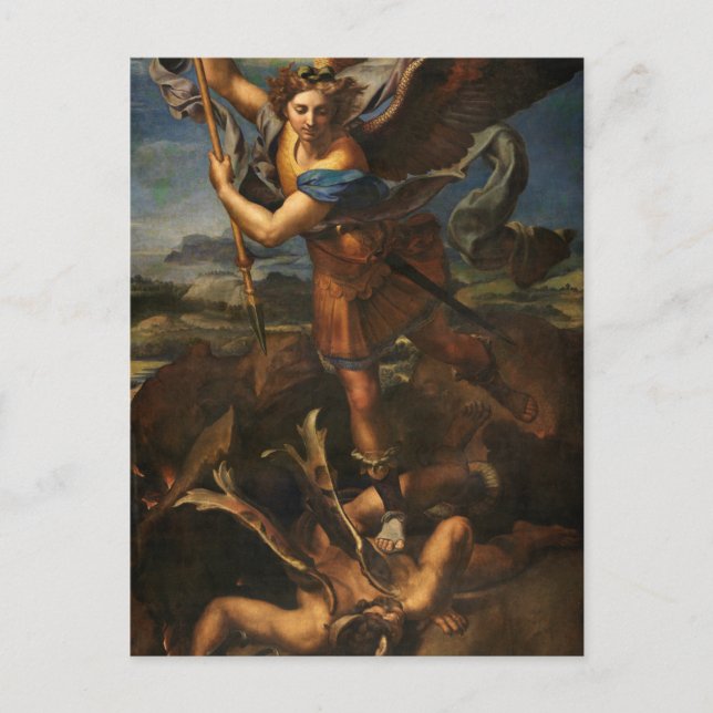 St. Michael Slaying the Devil by Raphael Postcard (Front)