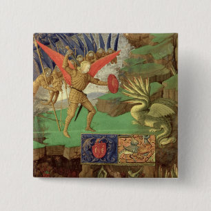 St. Michael Slaying the Dragon 15 Cm Square Badge