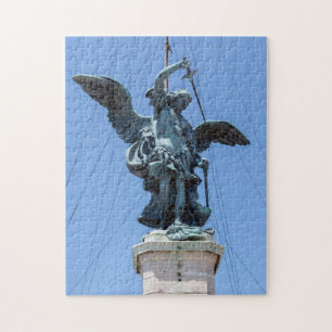 St Michael statue - Castel Sant'Angelo top, Rome Jigsaw Puzzle
