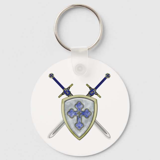 St Michael - Swords and Shield Key Ring (Front)