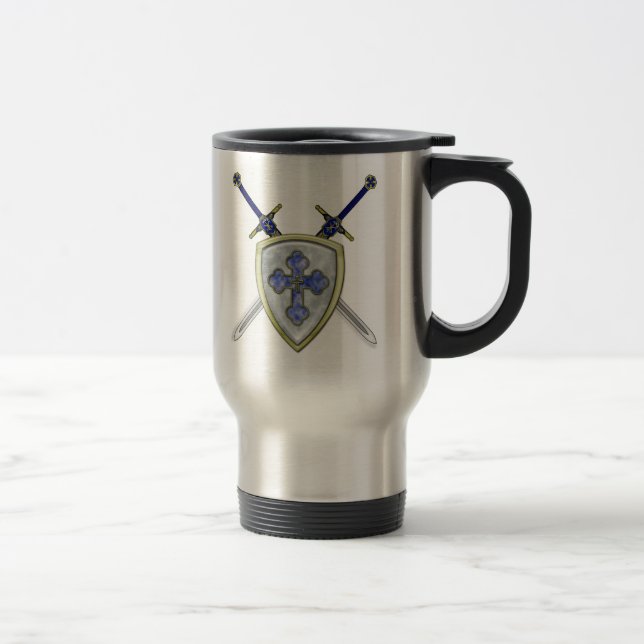 St Michael - Swords and Shield Travel Mug (Right)