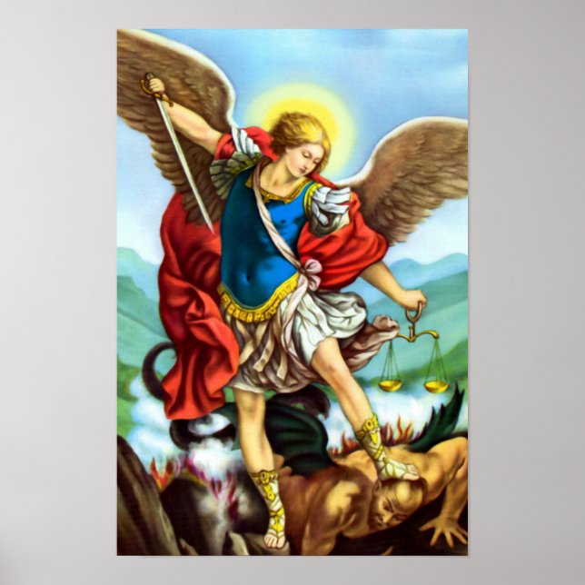 St Michael the Archangel Angel Catholic Saint Poster (Front)