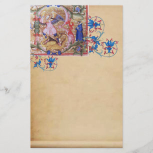 St. Michael the Archangel Antique Floral Parchment Stationery