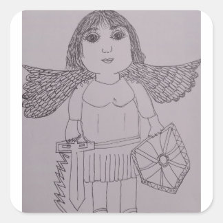 St. Michael the Archangel Black and White Square Sticker