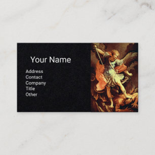 St. Michael the Archangel Black Paper Business Card