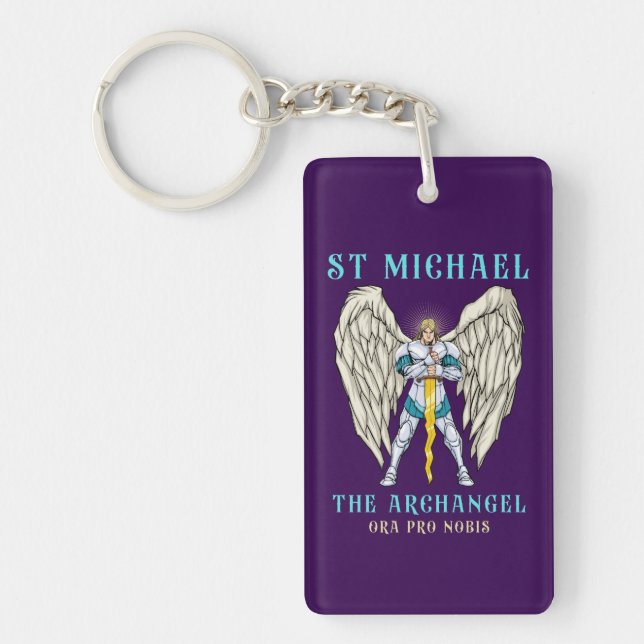  St Michael The Archangel Catholic Prayer  Key Ring (Front)