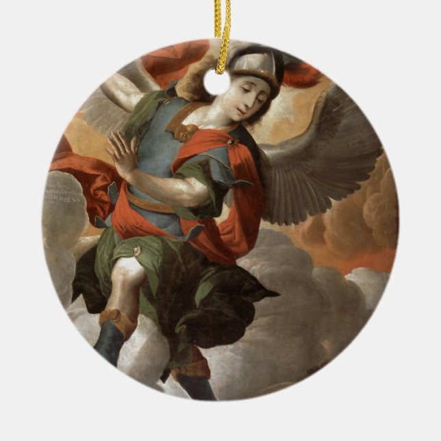 St Michael the Archangel Ceramic Tree Decoration (Front)
