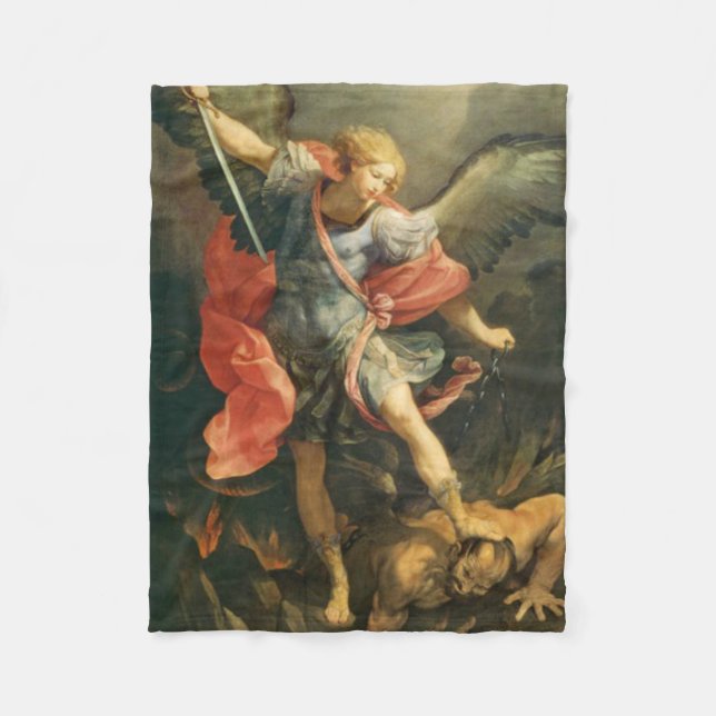 St. Michael the Archangel defeating the devil Fleece Blanket (Front)
