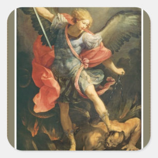 St. Michael the Archangel defeating the devil Square Sticker