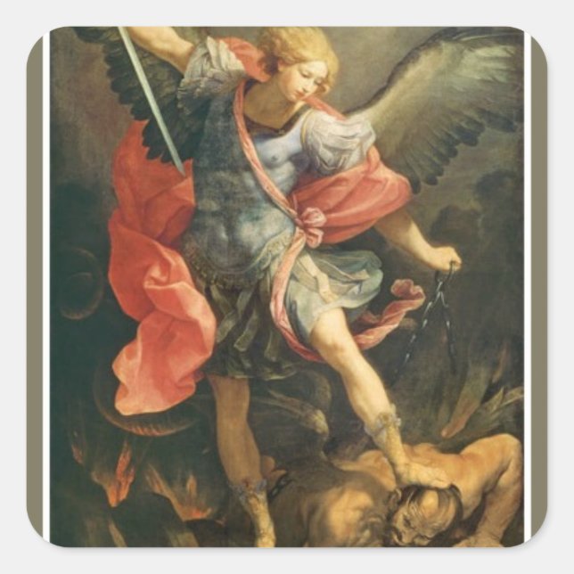 St. Michael the Archangel defeating the devil Square Sticker (Front)