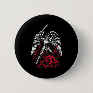 St Michael The Archangel Defeats Satan Catholic 6 Cm Round Badge