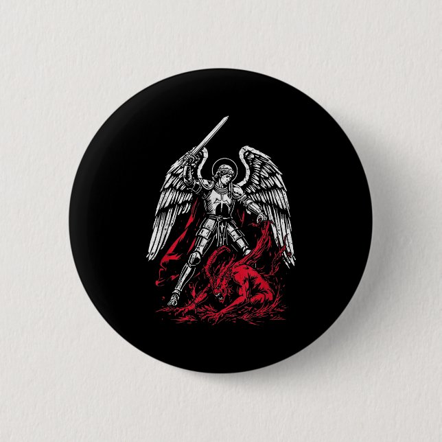 St Michael The Archangel Defeats Satan Catholic  6 Cm Round Badge (Front)
