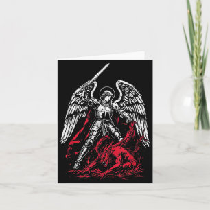 St Michael The Archangel Defeats Satan Catholic  Card