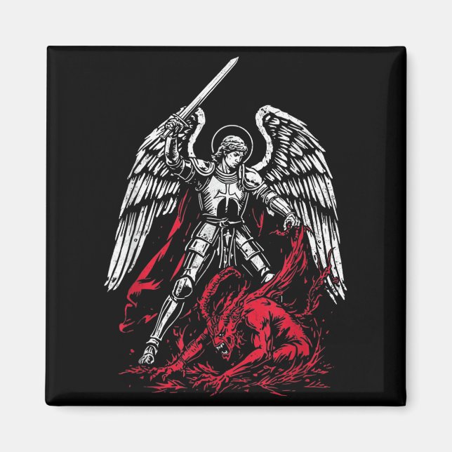 St Michael The Archangel Defeats Satan Catholic  Magnet (Front)