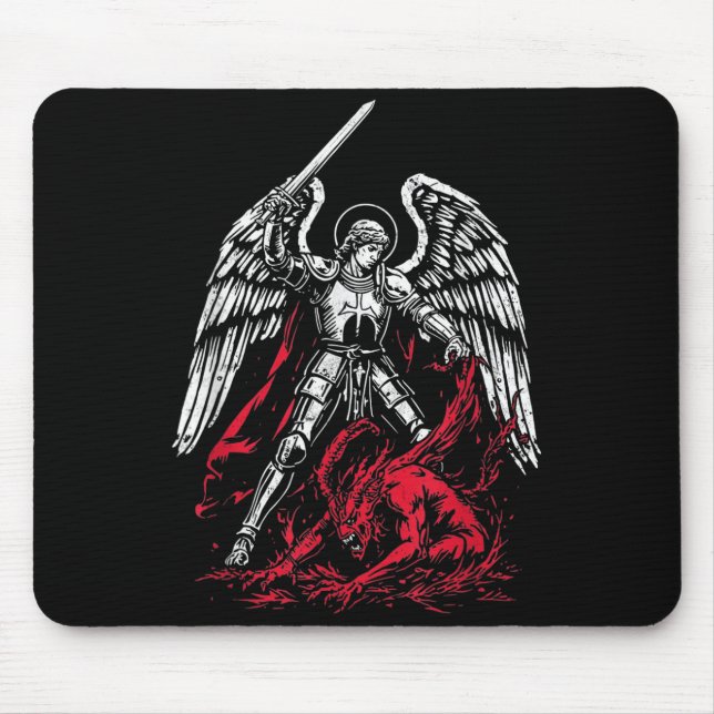 St Michael The Archangel Defeats Satan Catholic  Mouse Mat (Front)