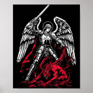 St Michael The Archangel Defeats Satan Catholic  Poster
