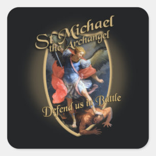 ST MICHAEL THE ARCHANGEL DEFEND US IN BATTLE SQUARE STICKER