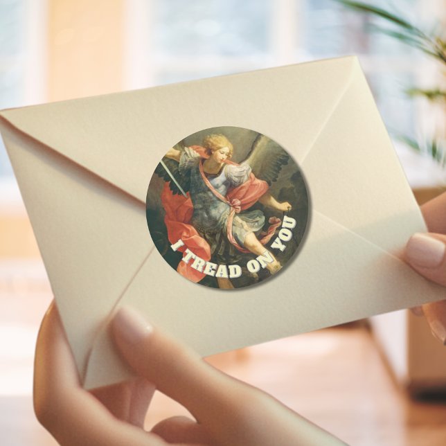 St. Michael the Archangel I TREAD ON YOU Religious Classic Round Sticker (Creator Uploaded)